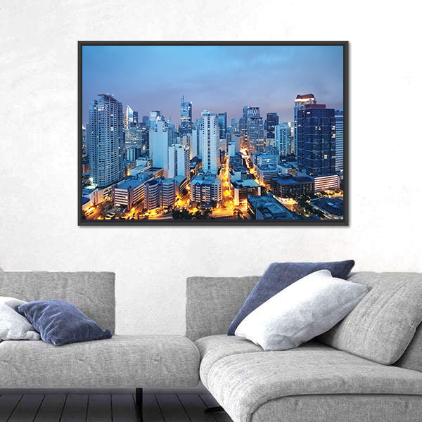 Manila Skyline at Twilight Canvas Wall Art