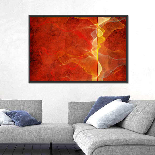 Fiery Marble Abstract in Red and Gold Canvas Wall Art