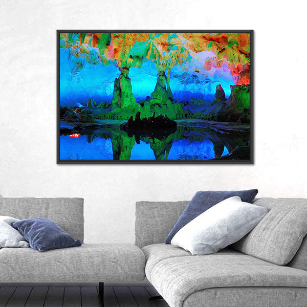 Guilin Limestone Cave with Reflective Pool Canvas Wall Art