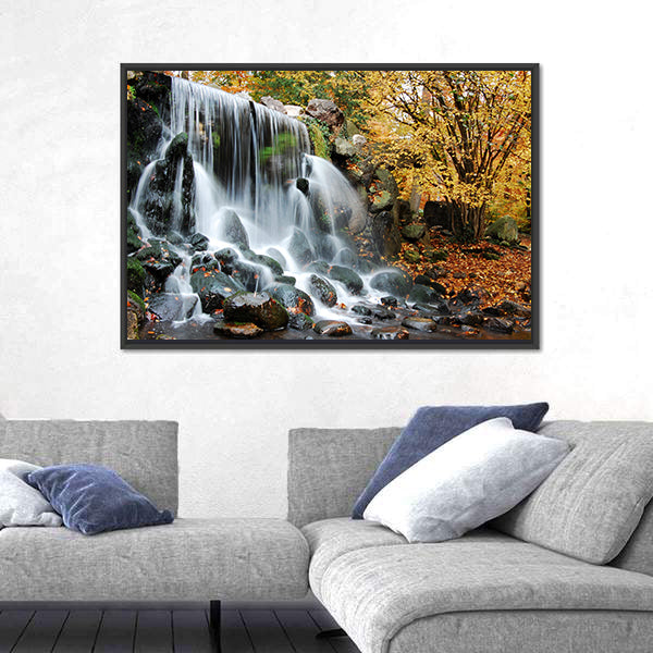 Autumn Waterfall in Sonsbeek Park Arnhem Canvas Wall Art