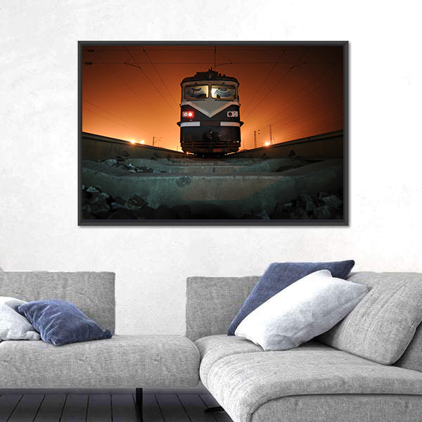 Chinese Electric Train at Night Canvas Wall Art