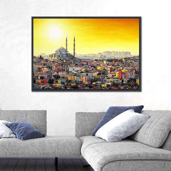 Mosque Suleymaniye At Sunset In Istanbul Canvas Wall Art