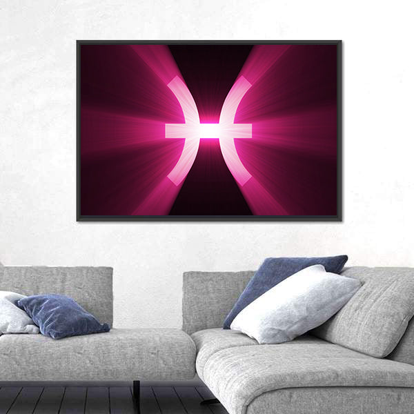 Glowing Pisces Zodiac Symbol Canvas Wall Art