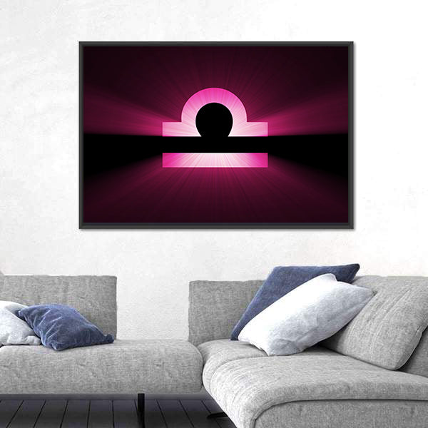 Glowing Magenta Libra Zodiac Symbol Canvas Wall Art
