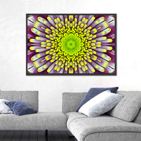 Purple And Green Concentric Flower Canvas Wall Art