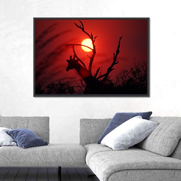 An African Sunset In Mikumi Forest Tanzania Canvas Wall Art