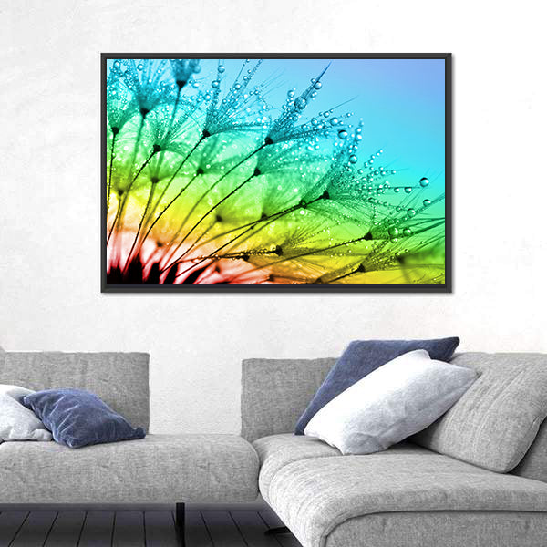 Dewy Dandelion Flower Close Up Canvas Wall Art