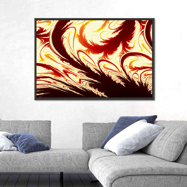 Fractal Flame Feather Illustration Canvas Wall Art