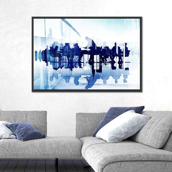 Business Meeting Double Exposure Canvas Wall Art