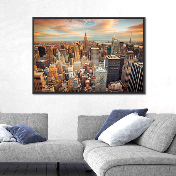 New York City At Sunset Canvas Wall Art