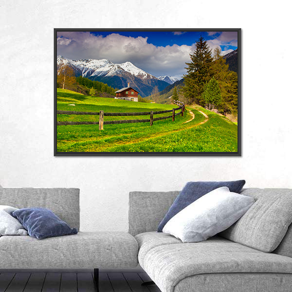 Spring Landscape In Swiss Alps Canvas Wall Art