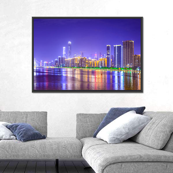 Guangzhou Skyline Over Pearl River Canvas Wall Art