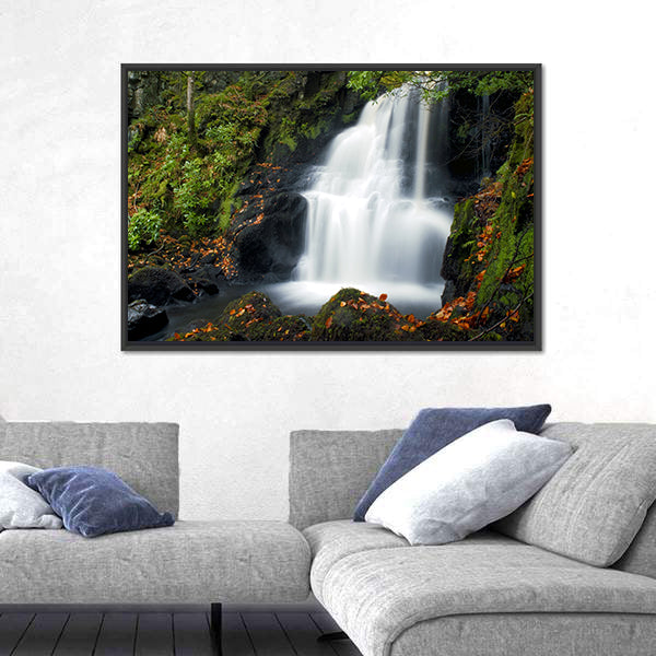 Tobermory Waterfall with Mossy Rocks Canvas Wall Art