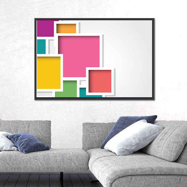 3d Layered Geometric Squares Canvas Wall Art