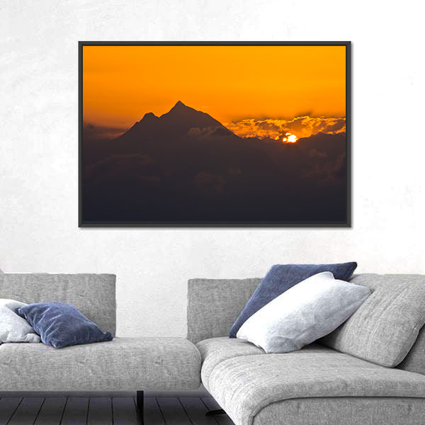 Sunrise At Holy Mountain Athos In Chalkidiki Greece Canvas Wall Art