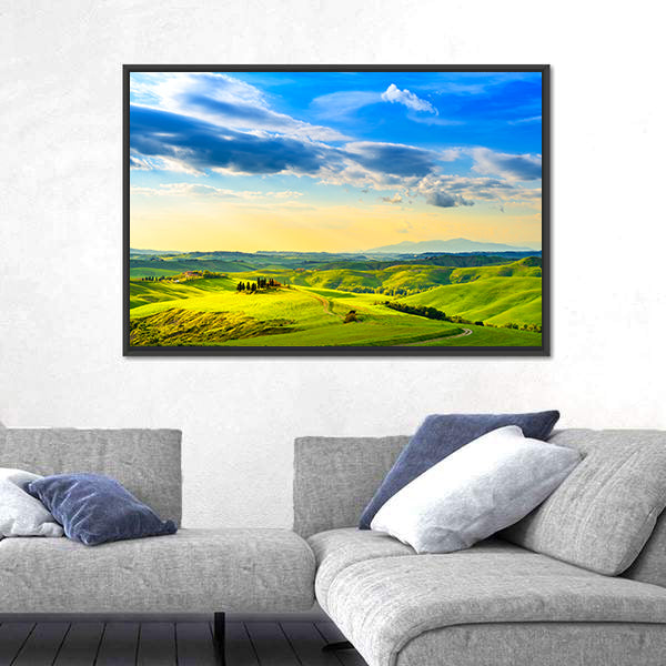Tuscany Rolling Hills Farmhouse Canvas Wall Art