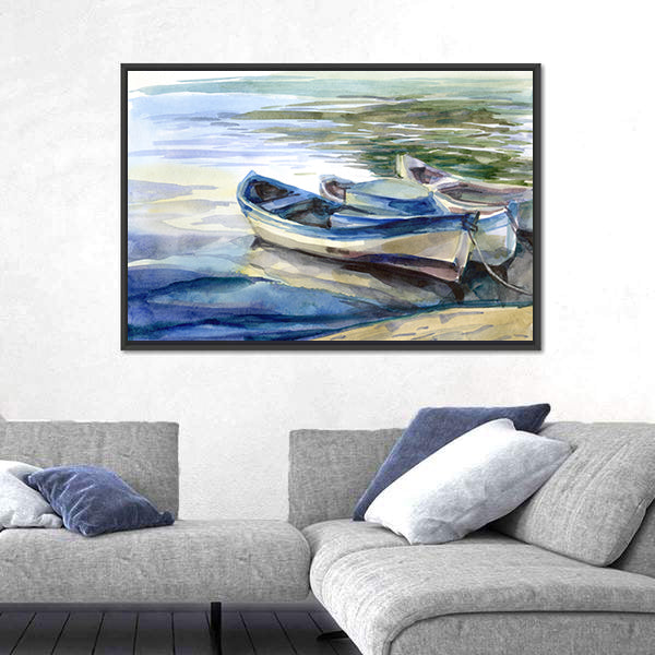 Seascape with Three Boats Canvas Wall Art