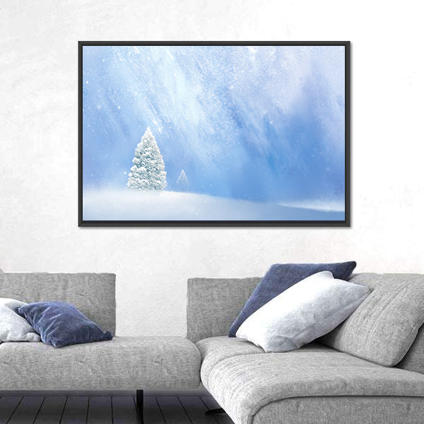 Snow-covered Pines in Soft Winter Light Canvas Wall Art