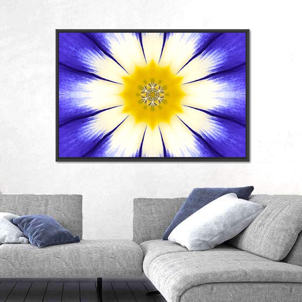 Kaleidoscope Blue Mandala Flower Canvas Wall Art