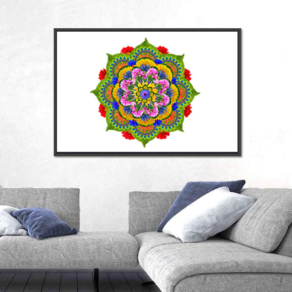 Sacred Lotus Mandala Canvas Wall Art