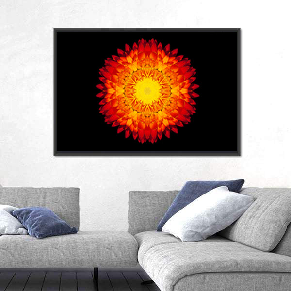 Red Flower Mandala Canvas Wall Art