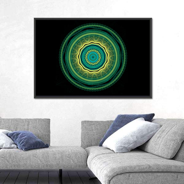 Green Mandala Flower Canvas Wall Art