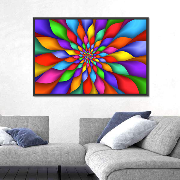Rainbow Petal Spiral Abstract Canvas Wall Art