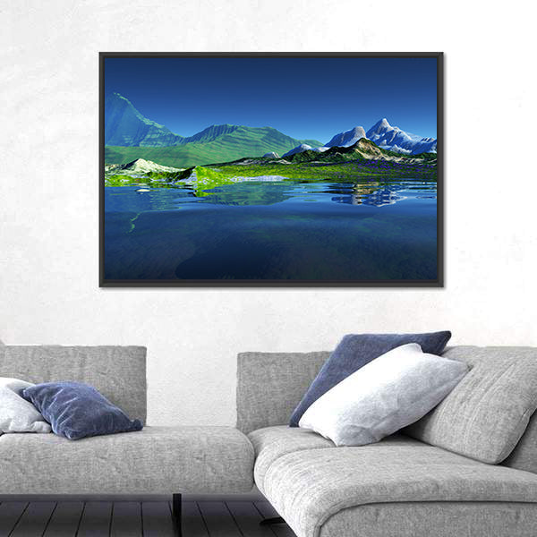 Serene Mountain Lake Reflection Canvas Wall Art
