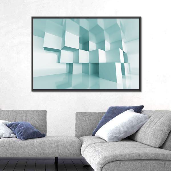 Reflective Stacked Cubes Canvas Wall Art