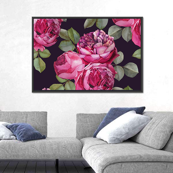 Pink Rose Bouquet Canvas Wall Art