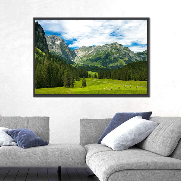 Arnibach Valley Near Engelberg Canvas Wall Art
