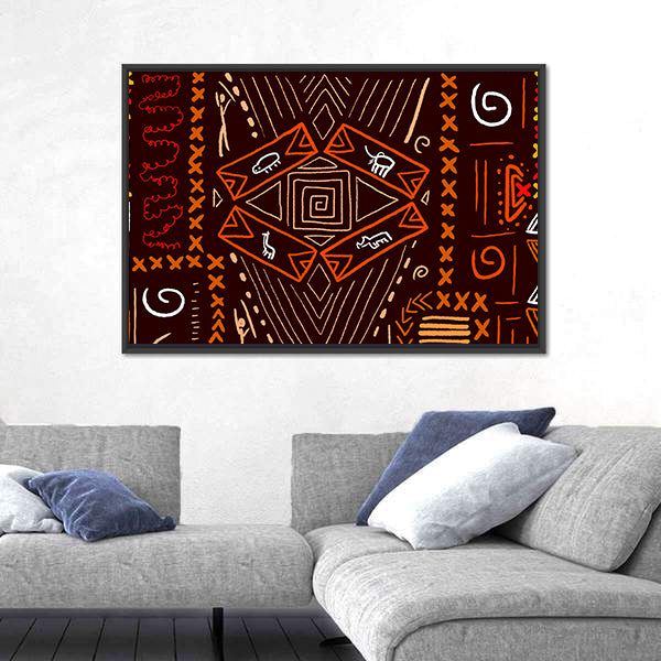 African Aboriginal Tribal Design Canvas Wall Art