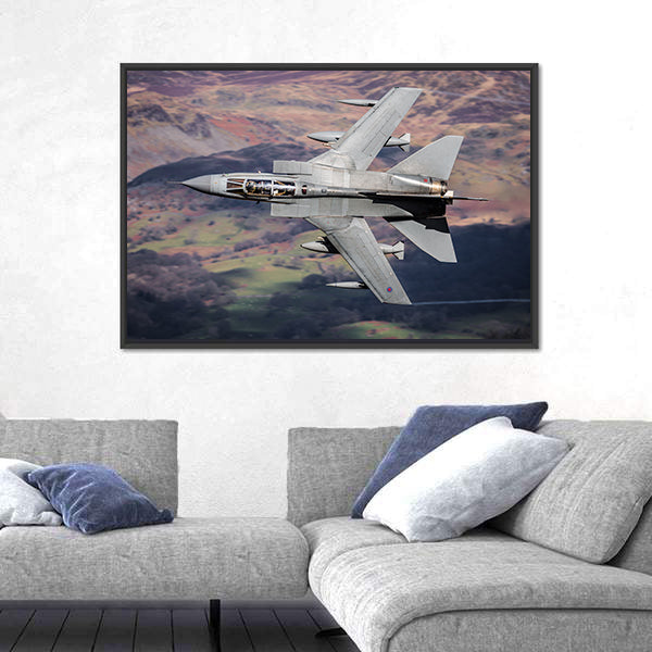 Panavia Tornado Over Mountainous Terrain Canvas Wall Art