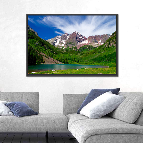 Maroon Bells Alpine Lake and Mountain Peaks Canvas Wall Art