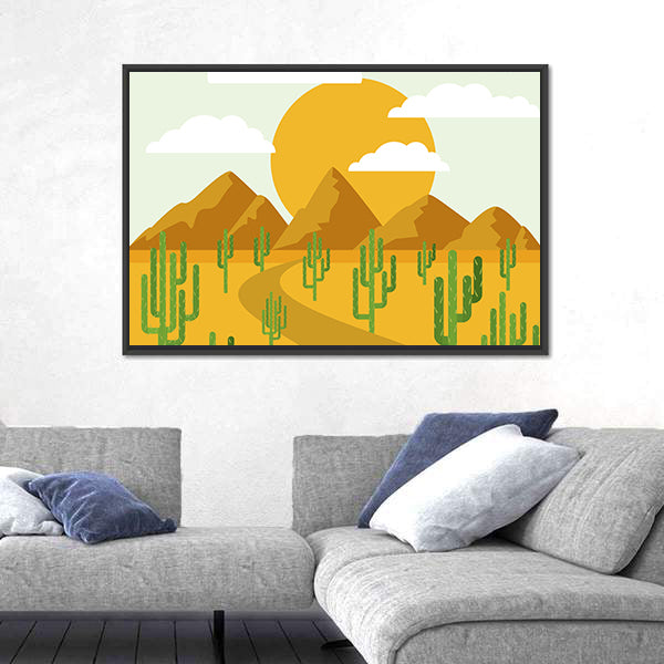 Layered Desert Vector Illustration Canvas Wall Art