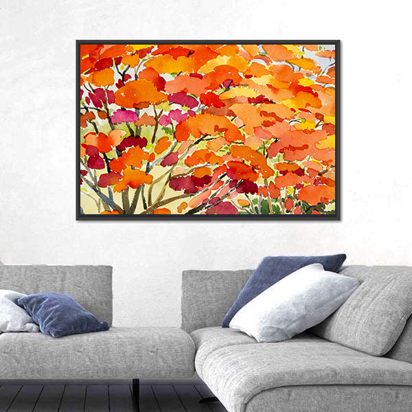 Peacock Flowers Watercolor Abstract Canvas Wall Art