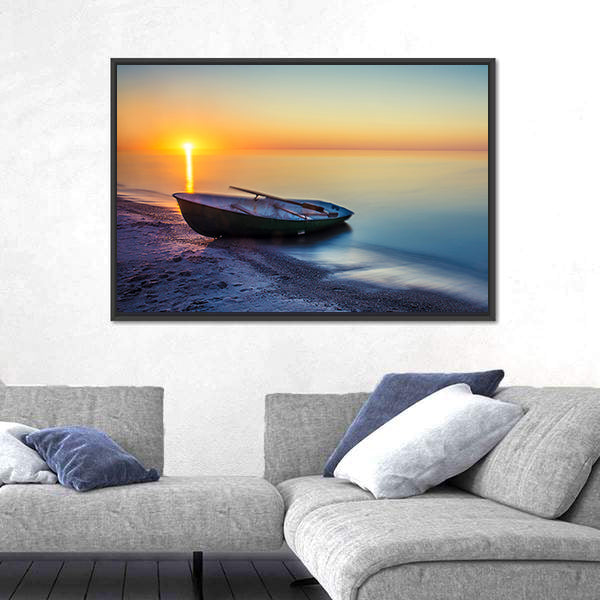 Sunset Rowboat Seascape Canvas Wall Art