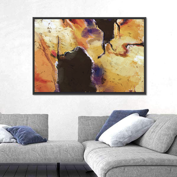 Textured Orange Abstract with Dark Central Void Canvas Wall Art