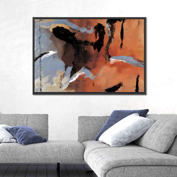 Grunge Orange Abstract Texture Canvas Wall Art