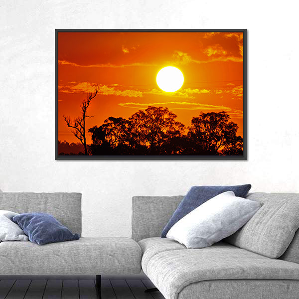 Burning Sun Over Jungle Canvas Wall Art