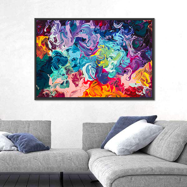 Colorful Acrylic Abstract with Thick Paint Swirls Canvas Wall Art