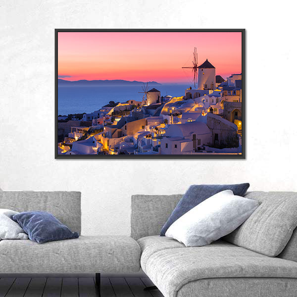 Sunset in Santorini Canvas Wall Art