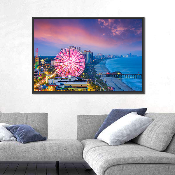 Myrtle Beach Sunset Ferris Wheel Canvas Wall Art