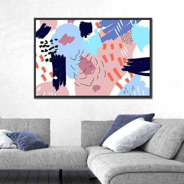 Memphis Style Abstract Collage Canvas Wall Art