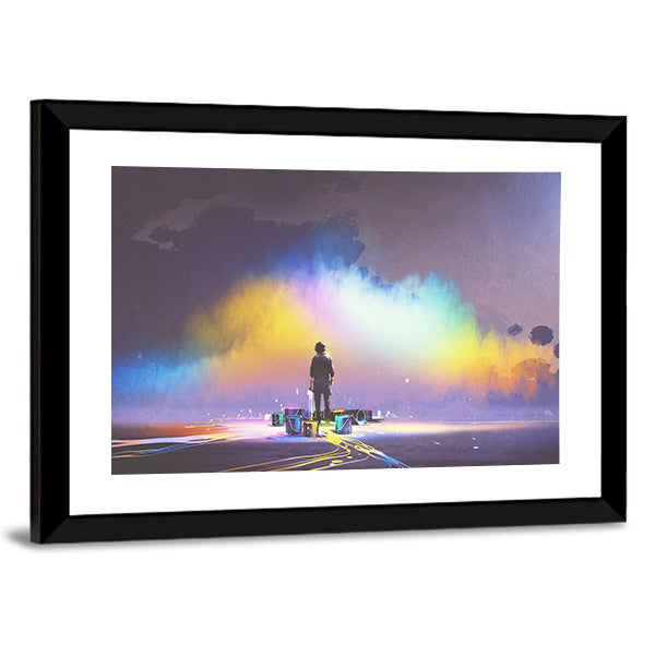 Creative Mind Silhouette with Color Explosion Canvas Wall Art