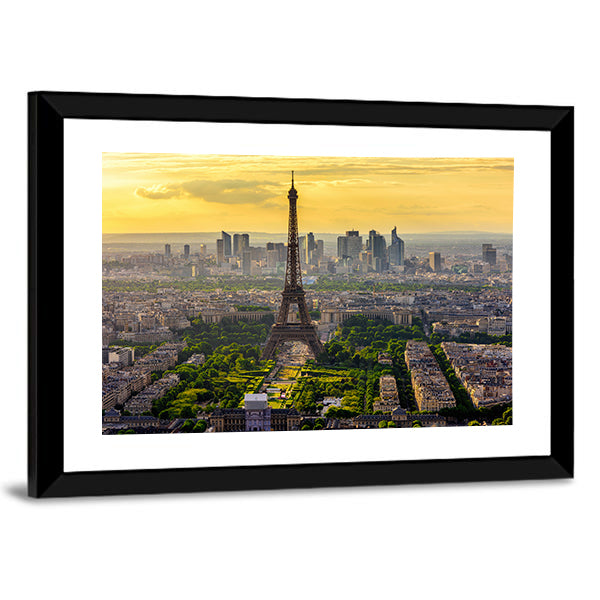 Eiffel Tower at Sunset, Paris Skyline Canvas Wall Art