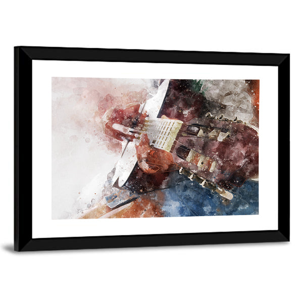 Watercolor Guitar Close-up Canvas Wall Art