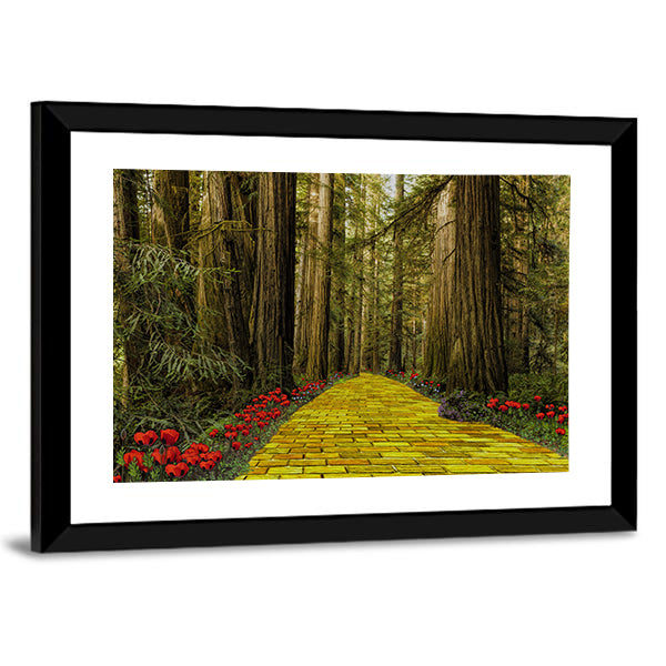Yellow Brick Road Path In Garden Canvas Wall Art