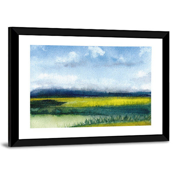 Hand-drawn Fields Watercolor Canvas Wall Art