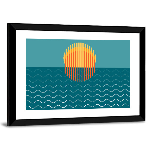 Minimalist Sunset Over Ocean Canvas Wall Art